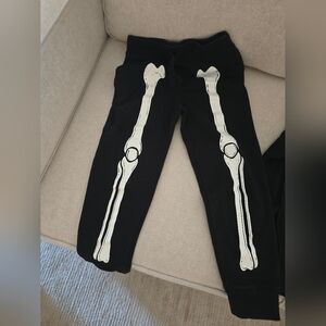 Kids Black Bottoms & long Sleeve Top with Skeleton Print, Glows In The Dark